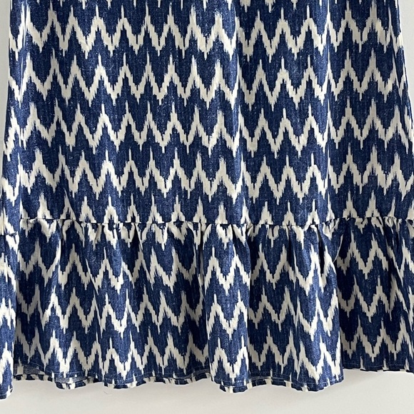 J. Crew Linen Blend Ikat Chevron Sleeveless Bow Back Ruffled Hem Shift Dress S - Picture 3 of 12